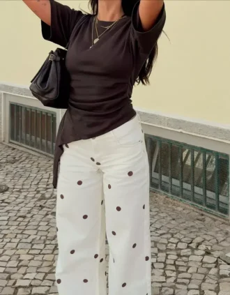 T-shirt de manga curta com franzido