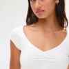 T-shirt de manga curta com franzido
