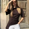 T-shirt de manga curta com franzido – #Bershkastyle – Mulher