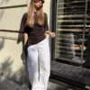 T-shirt de manga curta com franzido – #Bershkastyle – Mulher