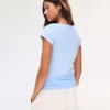 T-shirt de manga curta com franzido – Mulher