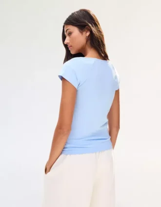 T-shirt de manga curta com franzido – Mulher