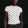 T-shirt de manga curta com gola redonda – T-shirts – Mulher