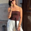 Top bandeau com laço à frente – #Bershkastyle – Mulher