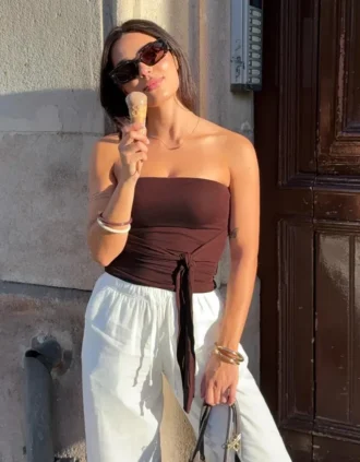 Top bandeau com laço à frente – #Bershkastyle – Mulher