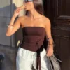 Top bandeau com laço à frente – #Bershkastyle – Mulher