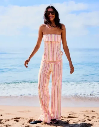 Top bandeau às riscas