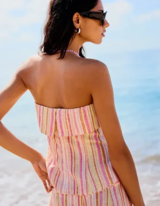 Top bandeau às riscas