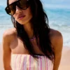 Top bandeau às riscas