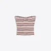 Top bandeau às riscas com fio metálico