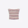Top bandeau às riscas com fio metálico