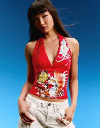 Top com alças Ed Hardy X Bershka