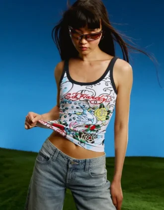 Top sem mangas estampado Ed Hardy X Bershka