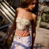 Top tipo bandeau em tule