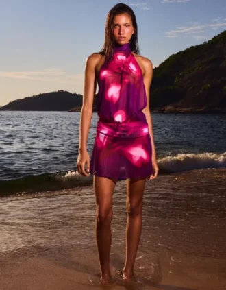 Vestido em malha com costas abertas