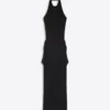 Vestido longo com decote halter