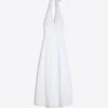 Vestido longo de popeline com decote halter