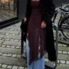 Vestido midi assimétrico com top bandeau em tule e renda