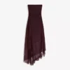 Vestido midi assimétrico com top bandeau em tule e renda