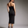 Vestido midi bandeau de malha – Vestidos e jardineiras