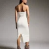 Vestido midi bandeau de malha – Vestidos e jardineiras