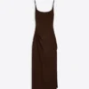 Vestido midi com alças e franzido