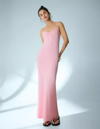 Vestido midi com alças e franzido – Vestidos e jardineiras