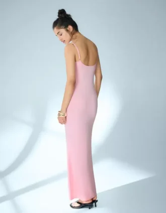 Vestido midi com alças e franzido – Vestidos e jardineiras