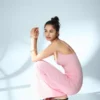 Vestido midi com alças e franzido – Vestidos e jardineiras