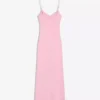 Vestido midi com alças e franzido – Vestidos e jardineiras