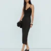 Vestido midi com alças e renda – Vestidos e jardineiras