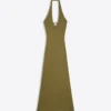 Vestido midi com decote halter