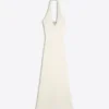 Vestido midi com decote halter