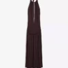 Vestido midi com decote halter