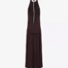 Vestido midi com decote halter