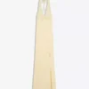 Vestido midi com decote halter em mistura de linho – Vestidos e jardineiras