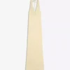 Vestido midi com decote halter em mistura de linho – Vestidos e jardineiras