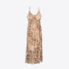 Vestido midi em tule com padrão animal