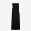 Vestido midi rústico com decote bandeau