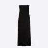 Vestido midi rústico com decote bandeau