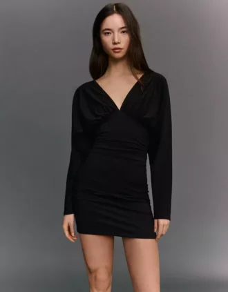 Vestido mini com franzido – Vestidos e jardineiras