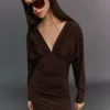 Vestido mini com franzido – Vestidos e jardineiras